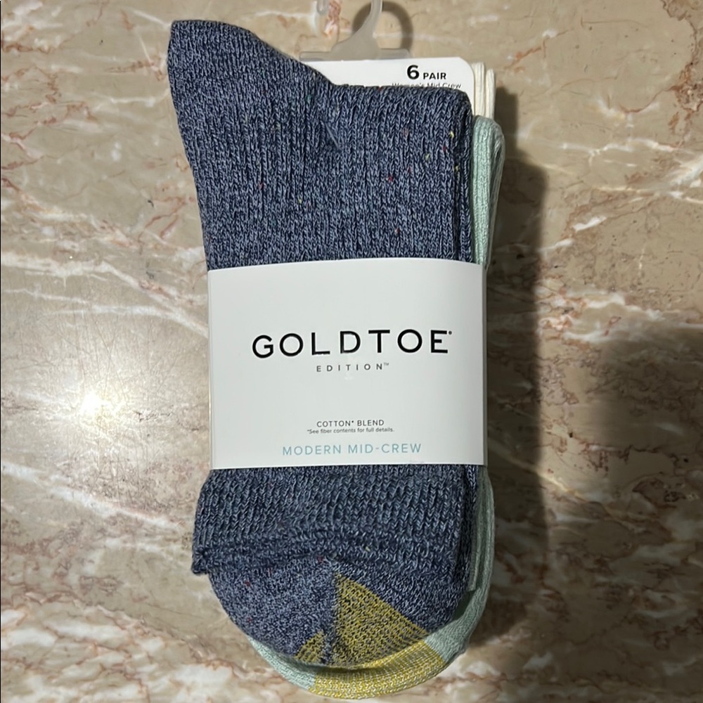 Gold Toe women’s Mid-Crew Socks - Blue and Yellow